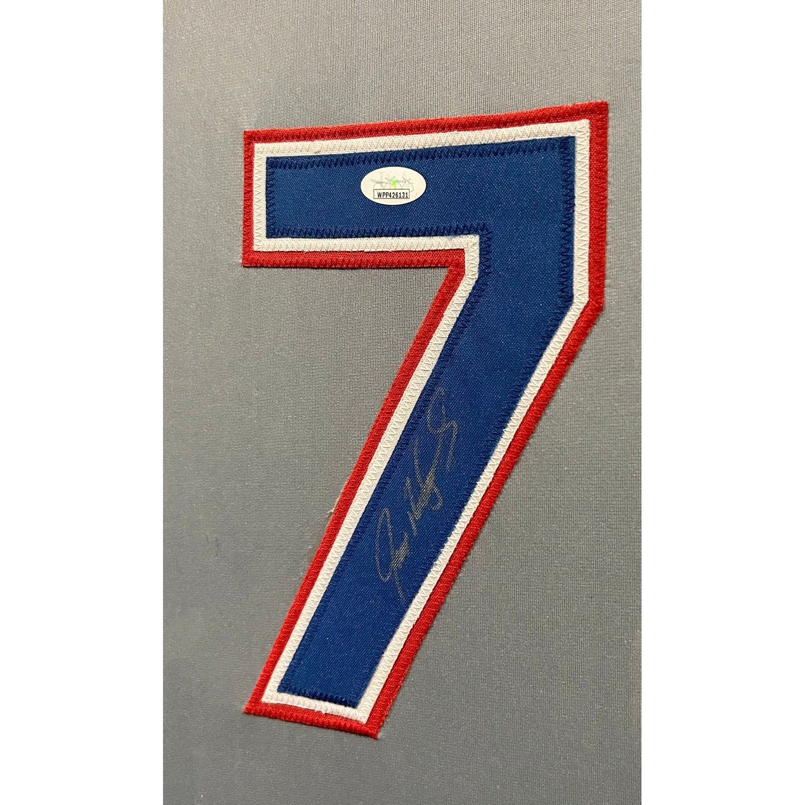 Ivan Rodriguez Texas Rangers Autographed & Inscribed Majestic #7 Replica  Jersey