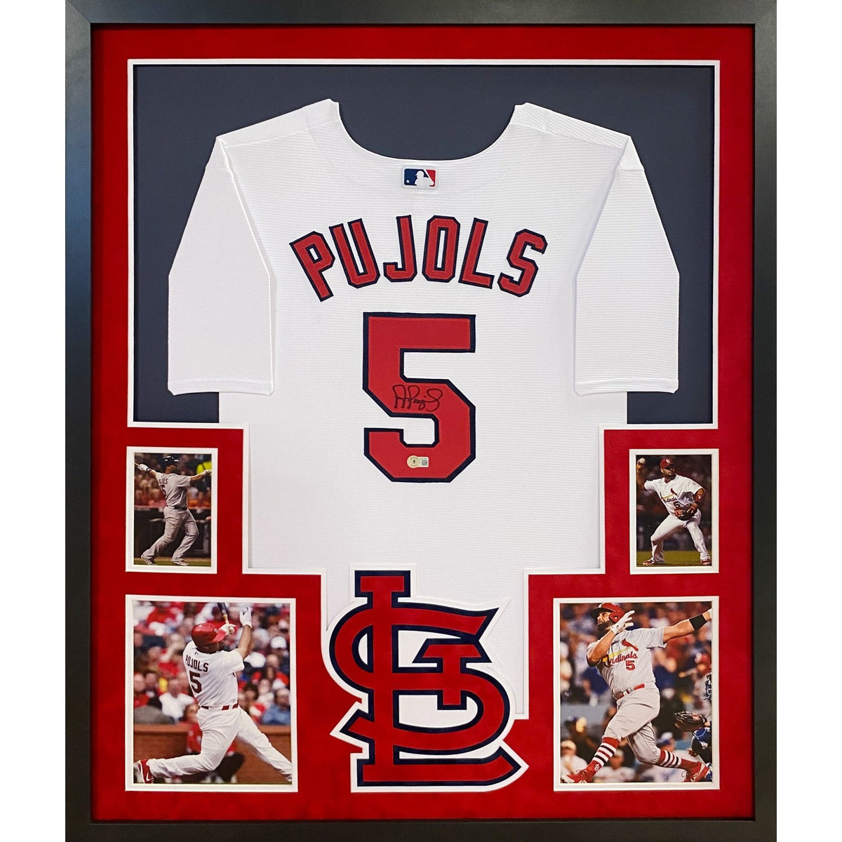 Albert Pujols Signed Cardinals 34.5x42.5 Custom Framed Jersey