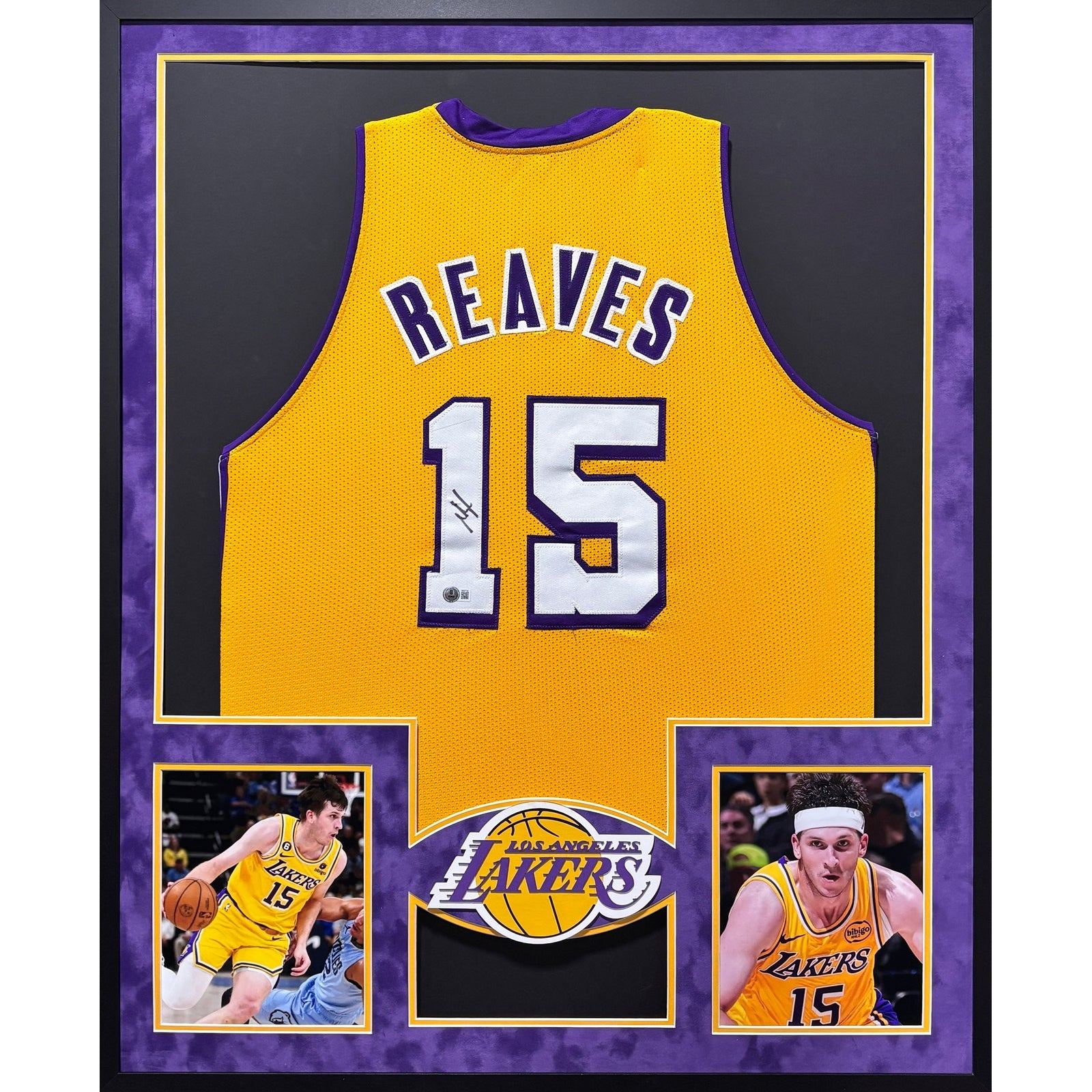 Austin Reaves Framed Signed Jersey Beckett Autographed Los Angeles Lakers