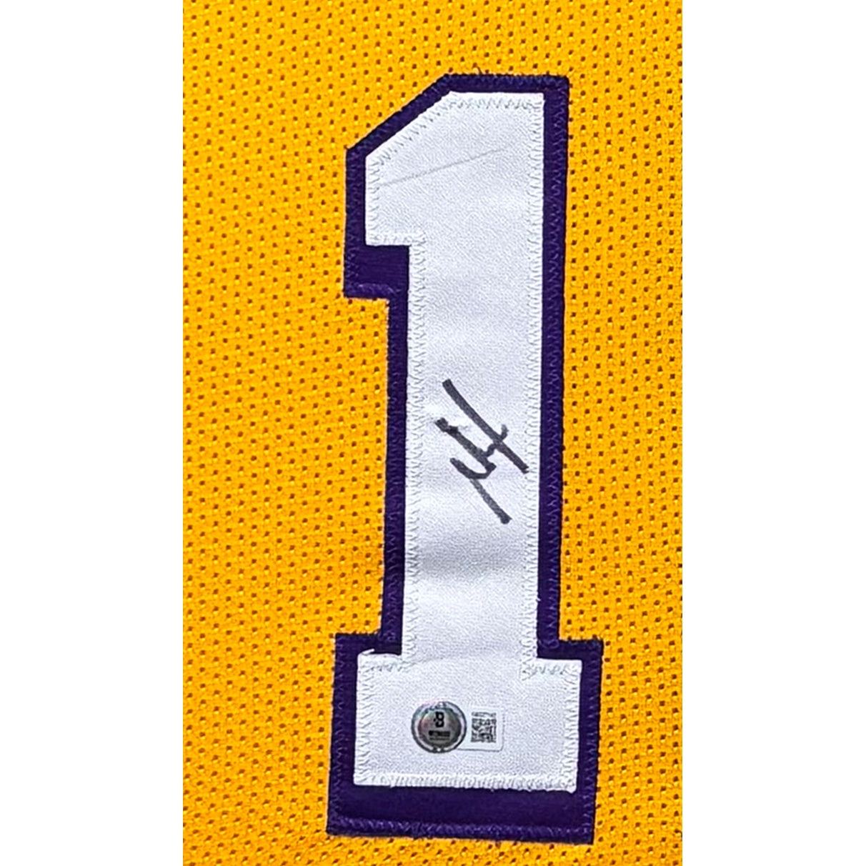 Austin Reaves Framed Signed Jersey Beckett Autographed Los Angeles Lakers