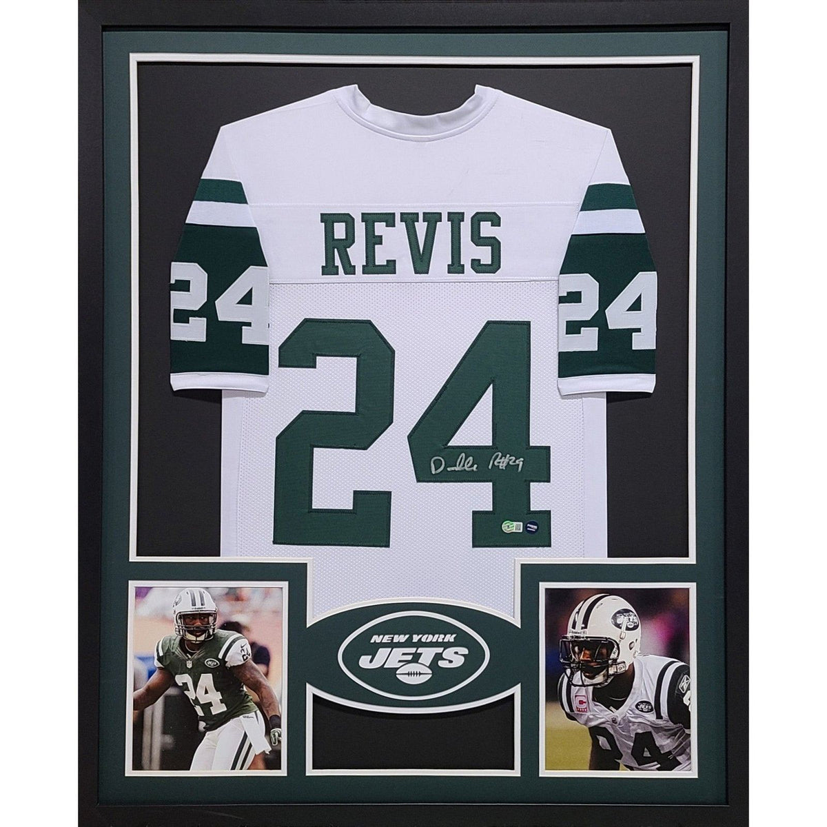 Darrelle Revis Framed Signed New York Jets White Jersey Beckett Autographed