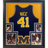 Glen Rice Framed Signed Navy Jersey Beckett Autographed Michigan