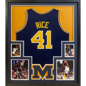 Glen Rice Framed Signed Navy Jersey Beckett Autographed Michigan