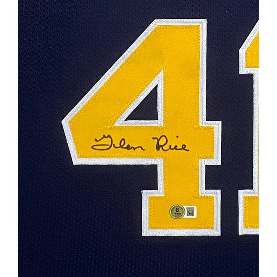 Glen Rice Framed Signed Navy Jersey Beckett Autographed Michigan