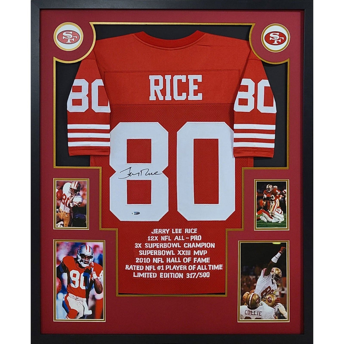 Jerry Rice Signed Framed Stat Jersey Tristar Autographed San Fran 49ers