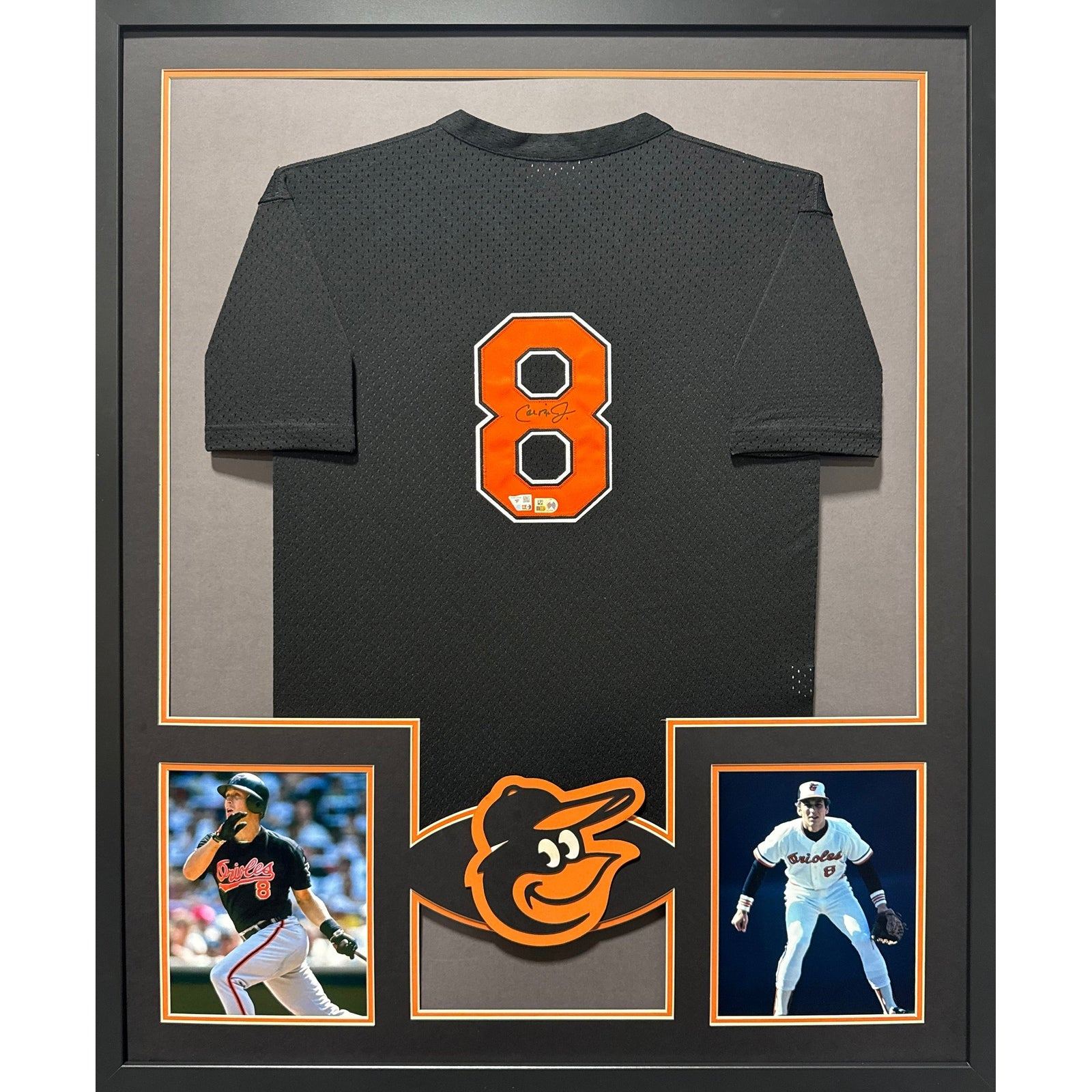 Cal Ripken Jr. Framed Signed Black Jersey Fanatics Autographed Orioles 2P