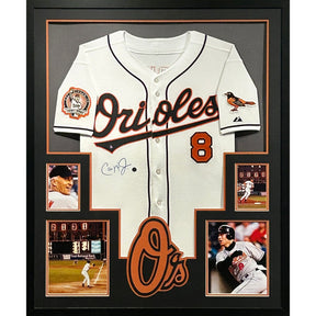 Cal Ripken Framed Signed White Jersey COA Autographed Orioles