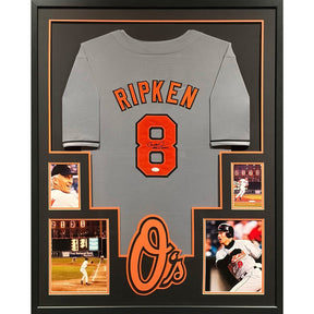 Cal Ripken Jr. Framed Signed Grey Jersey JSA Autographed Baltimore Orioles Back