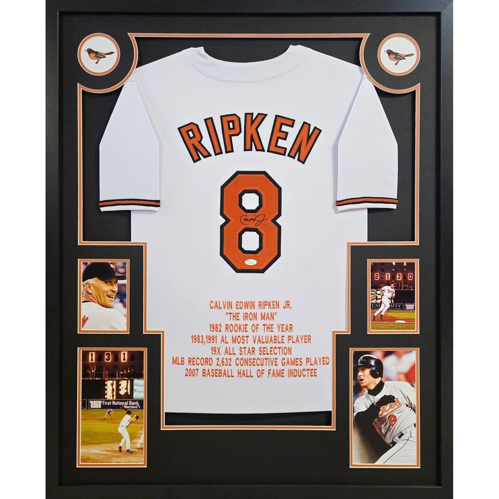 Cal Ripken Framed Signed White Stat Jersey JSA Autographed Baltimore Orioles