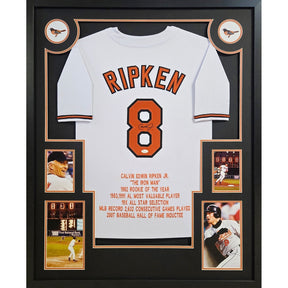 Cal Ripken Framed Signed White Stat Jersey JSA Autographed Baltimore Orioles
