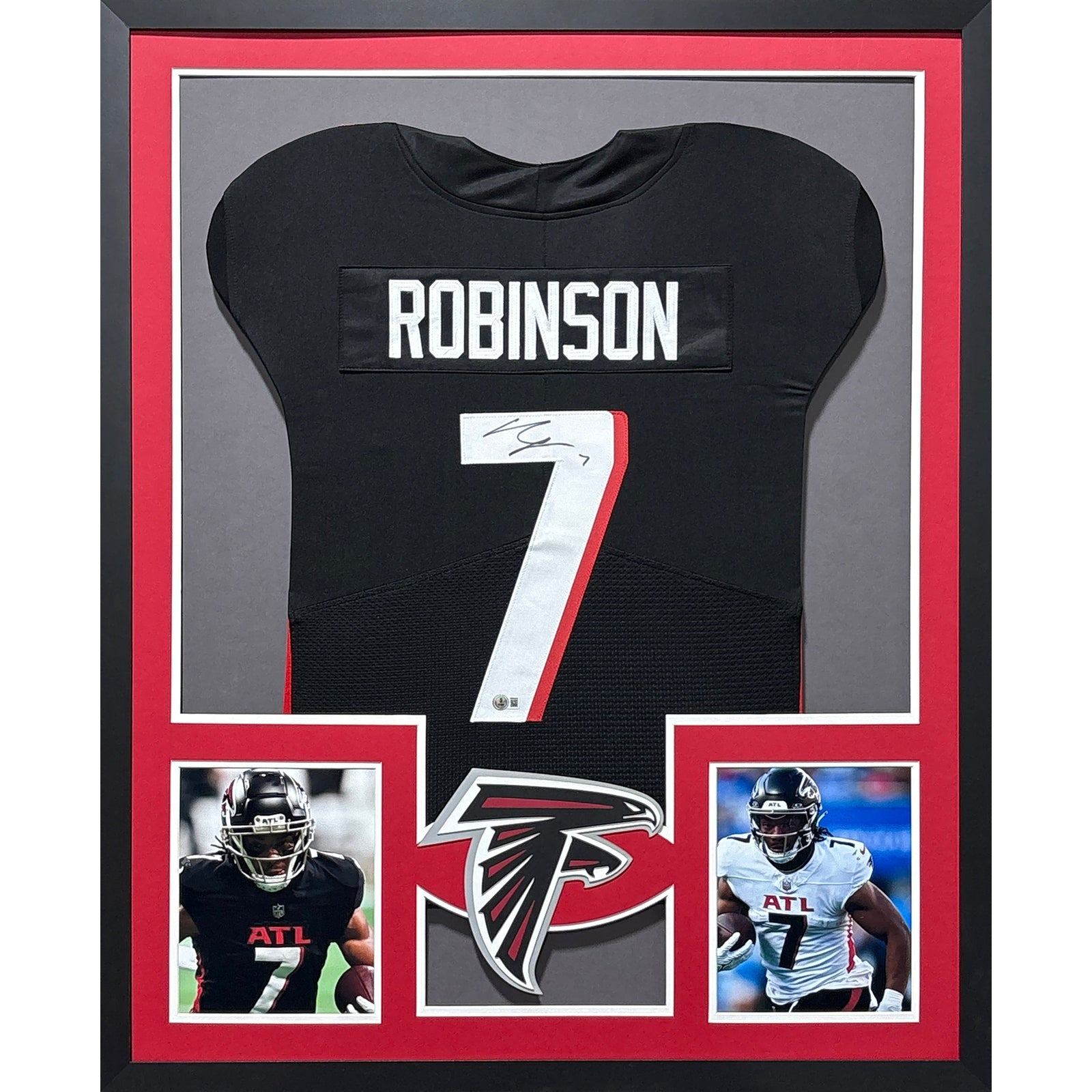 Bijan Robinson Framed Signed Jersey Beckett Autographed Atlanta Falcons Texas