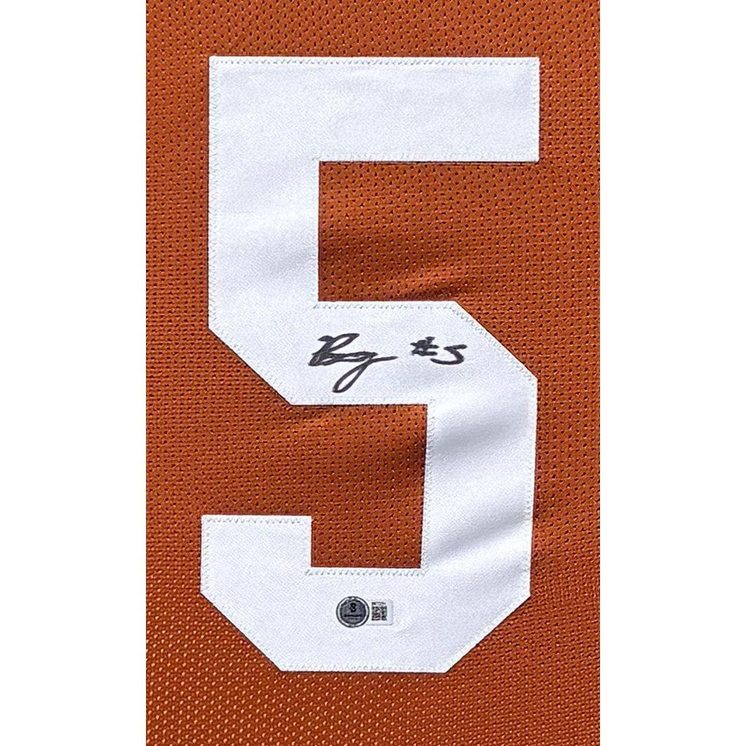 Bijan Robinson Framed Signed Jersey Beckett Autographed Texas Orange
