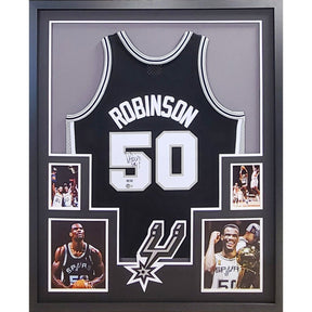 David Robinson Signed Framed Jersey Beckett Autographed San Antonio Spurs