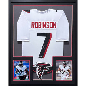 Bijan Robinson Framed Signed White Jersey Beckett Autographed Atlanta Falcons