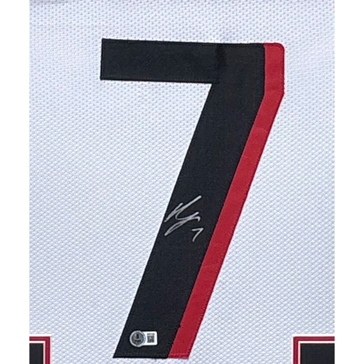 Bijan Robinson Framed Signed White Jersey Beckett Autographed Atlanta Falcons