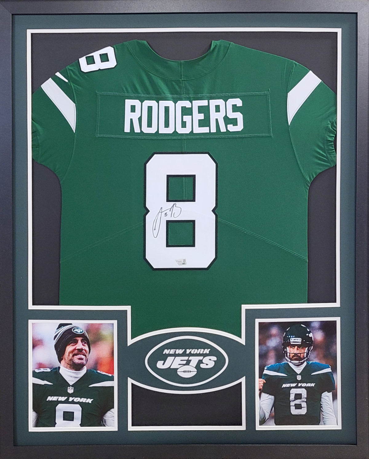 Aaron Rodgers Framed Signed Jersey Fanatics Autographed New York Jets