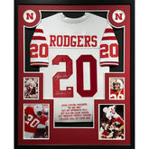 Johnny Rodgers Signed Framed Stat Jersey JSA Autographed Nebraska Heisman