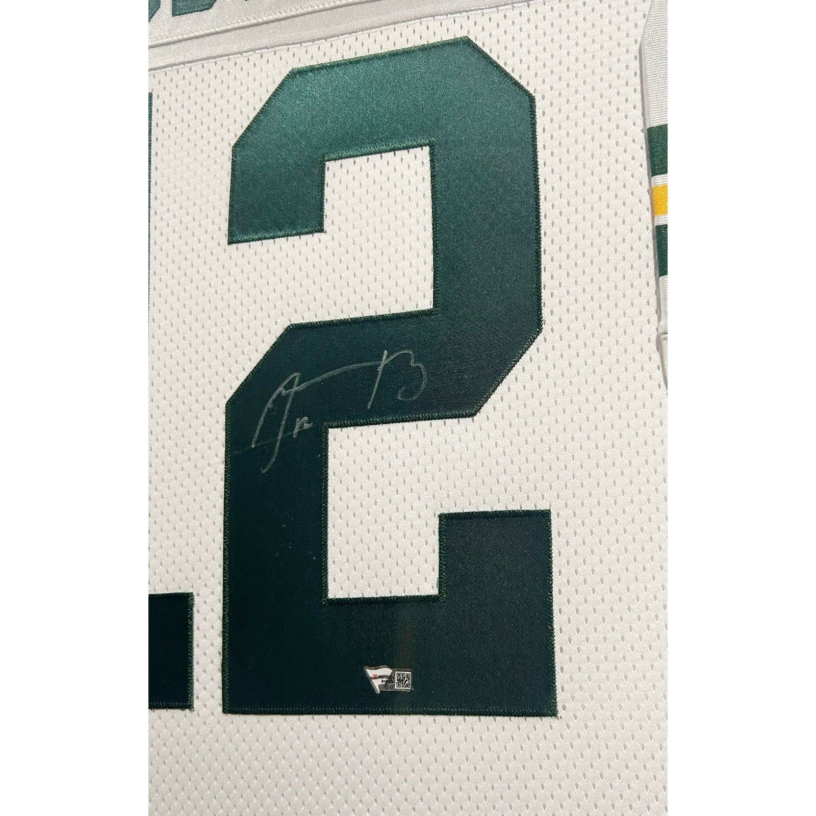 Aaron Rodgers Framed Signed White Jersey Fanatics Autographed Packers