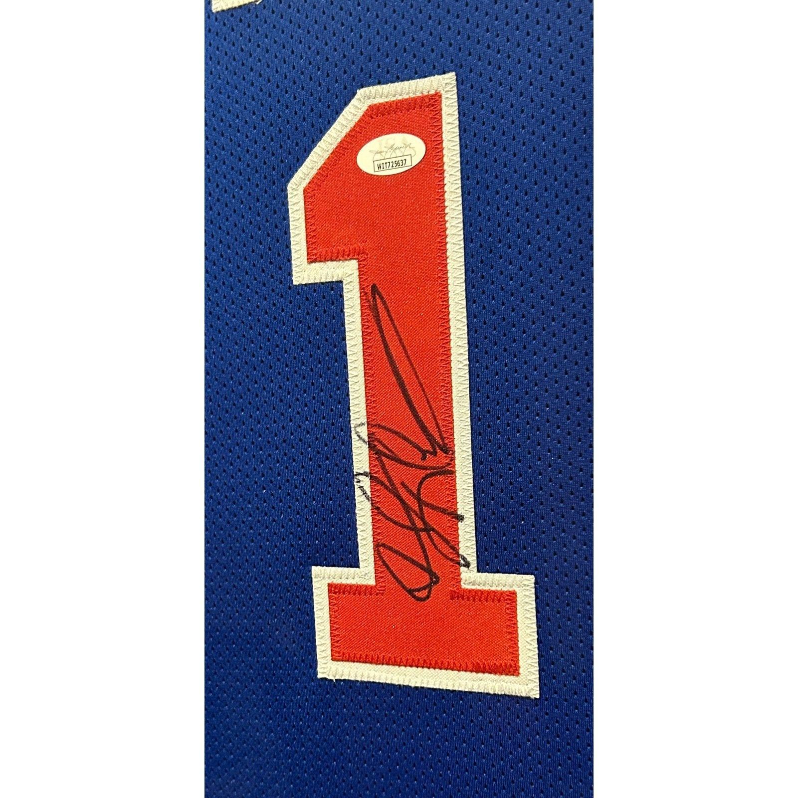 Detroit Pistons Dennis Rodman Autographed Blue Jersey JSA