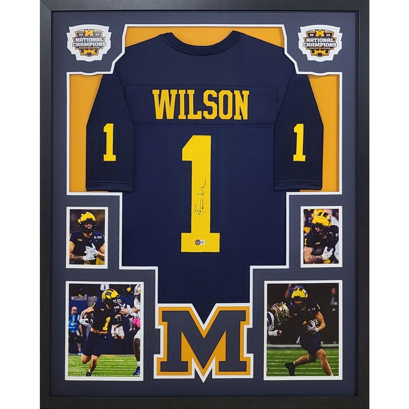 Roman Wilson Framed Signed Jersey Beckett Autographed Michigan Nat Championship