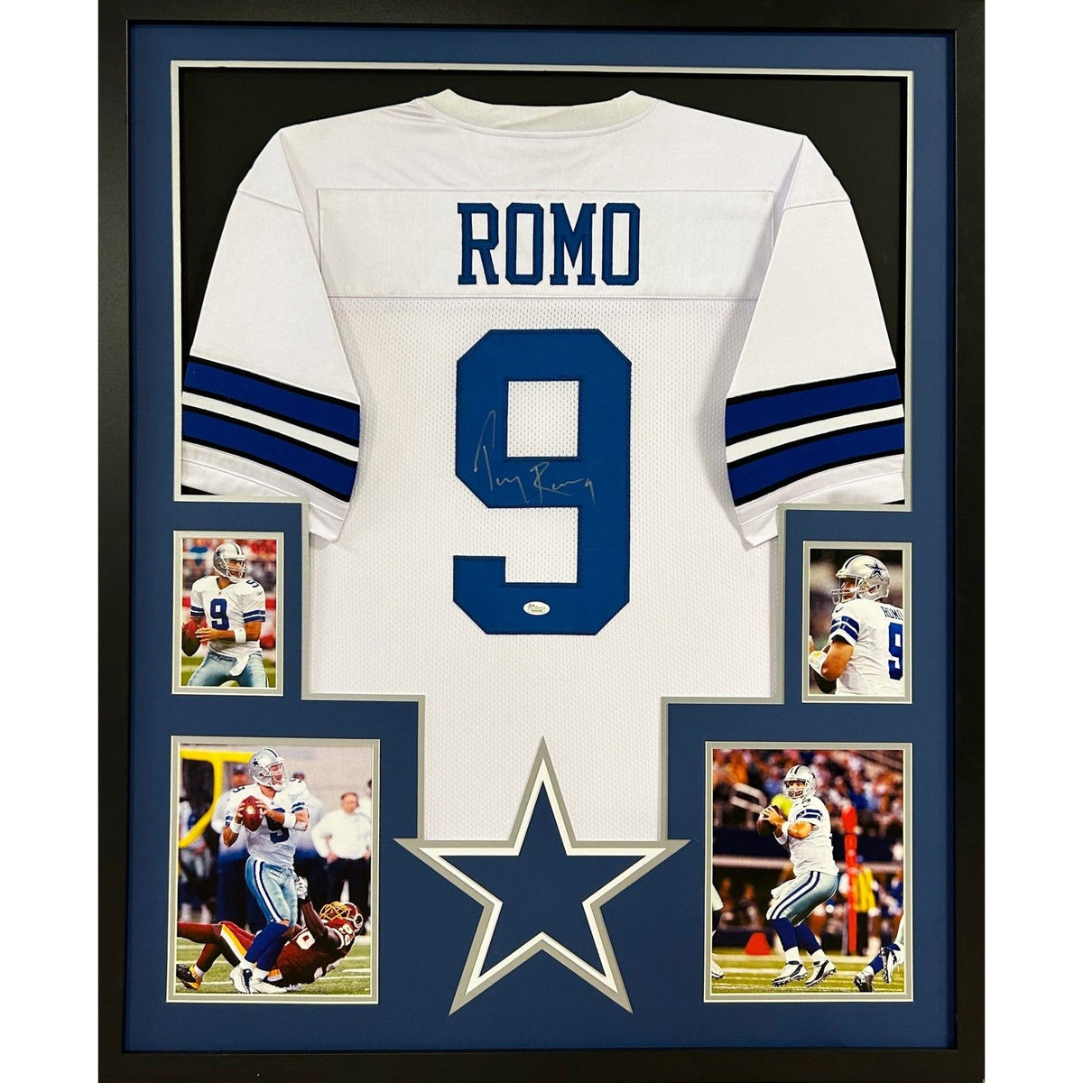 Tony Romo Framed Signed White Jersey JSA Autographed Dallas Cowboys TR1