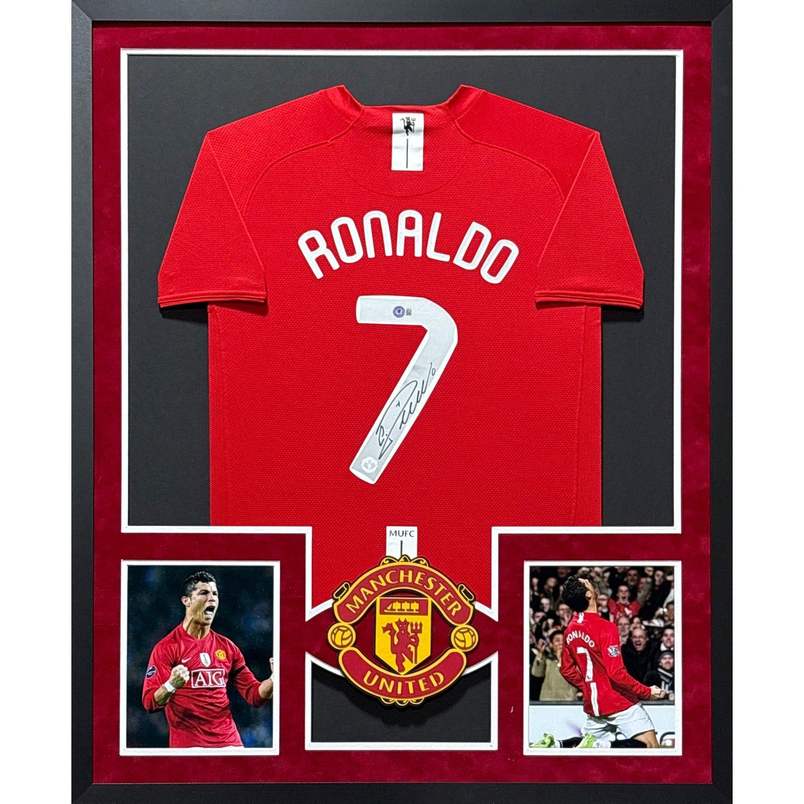 Cristiano Ronaldo Framed Signed Jersey Beckett BAS Autograph Manchester United 4