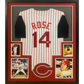 Pete Rose Framed Signed Jersey JSA Autographed Cincinnati Reds Stripes