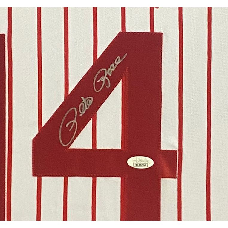 Pete Rose Framed Signed Jersey JSA Autographed Cincinnati Reds Stripes