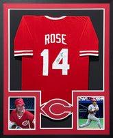 Pete Rose Framed Signed Red Jersey JSA Autographed Cincinnati Reds