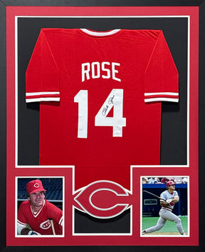 Pete Rose Framed Signed Red Jersey JSA Autographed Cincinnati Reds