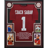Nick Saban Stat Framed Signed Jersey Beckett Autographed Alabama 7X