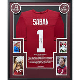 Nick Saban Stat Framed Signed Jersey Beckett Autographed Alabama Process IH