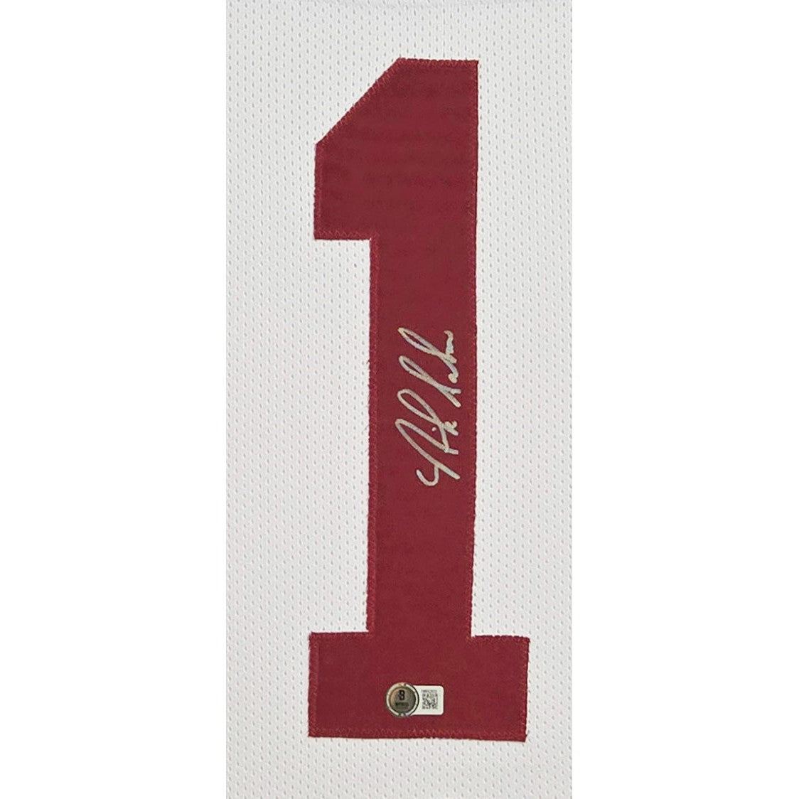 Nick Saban Framed Signed White Jersey Beckett Autographed Alabama
