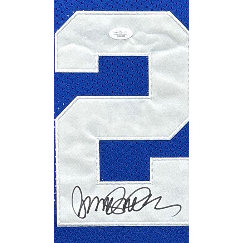 Ryne Sandberg Signed Blue Jersey Framed Autographed JSA