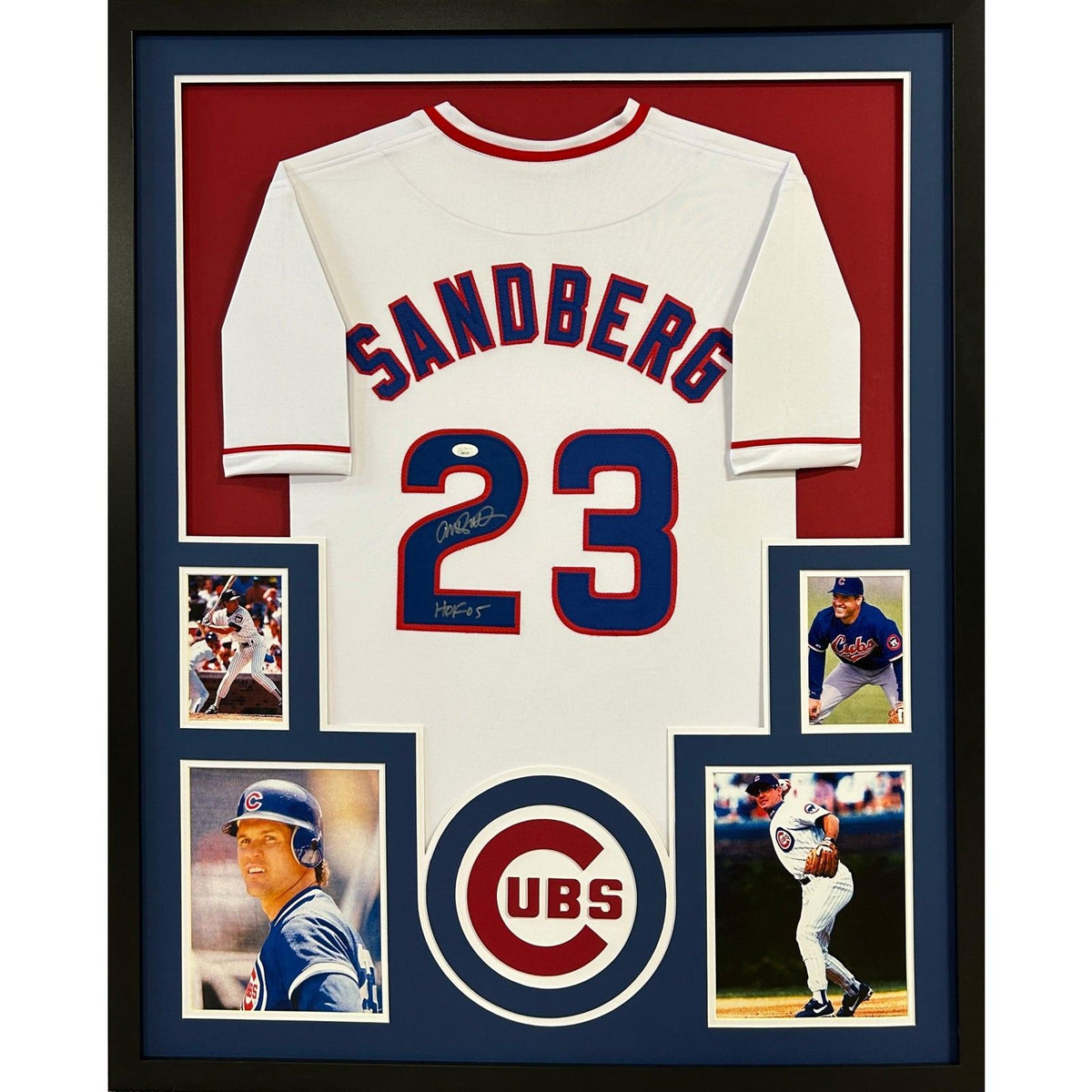 Ryne Sandberg Framed Signed White Jersey JSA Autographed Chicago Cubs