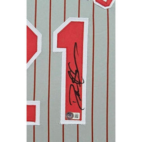 Deion Sanders Framed Signed Jersey Beckett Autographed Cincinnati Reds