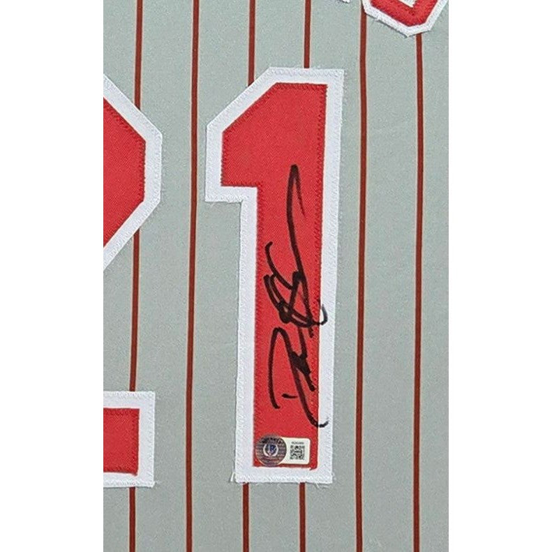 Deion Sanders Framed Signed Jersey Beckett Autographed Cincinnati Reds