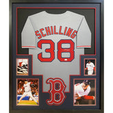 Curt Schilling Signed Framed Grey Jersey JSA Autographed Boston Red Sox