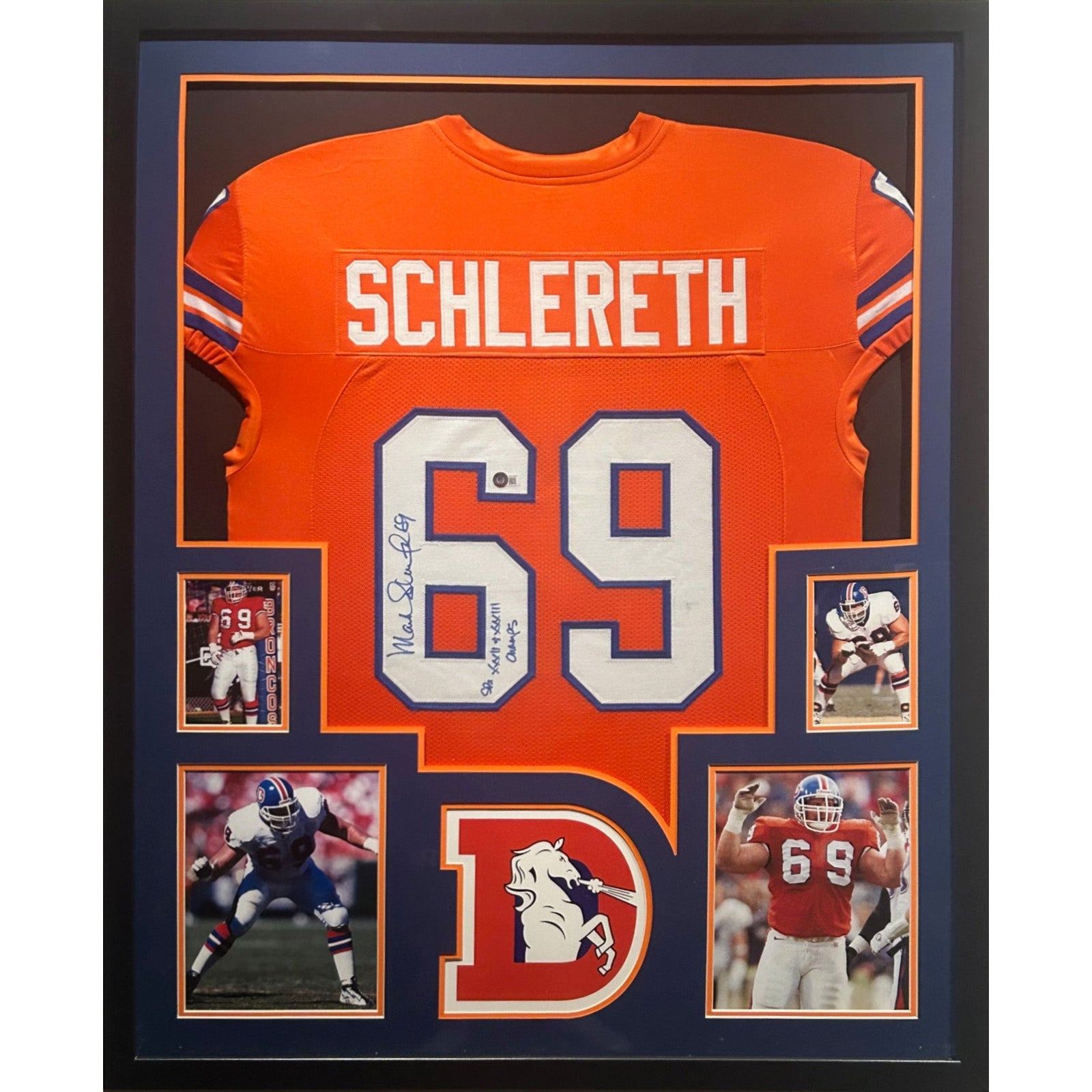 Mark Schlereth Framed Signed Denver Broncos Jersey Beckett Autographed