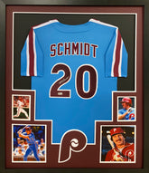 Mike Schmidt Signed Framed Blue Jersey Beckett Autographed Philadelphia Phillies