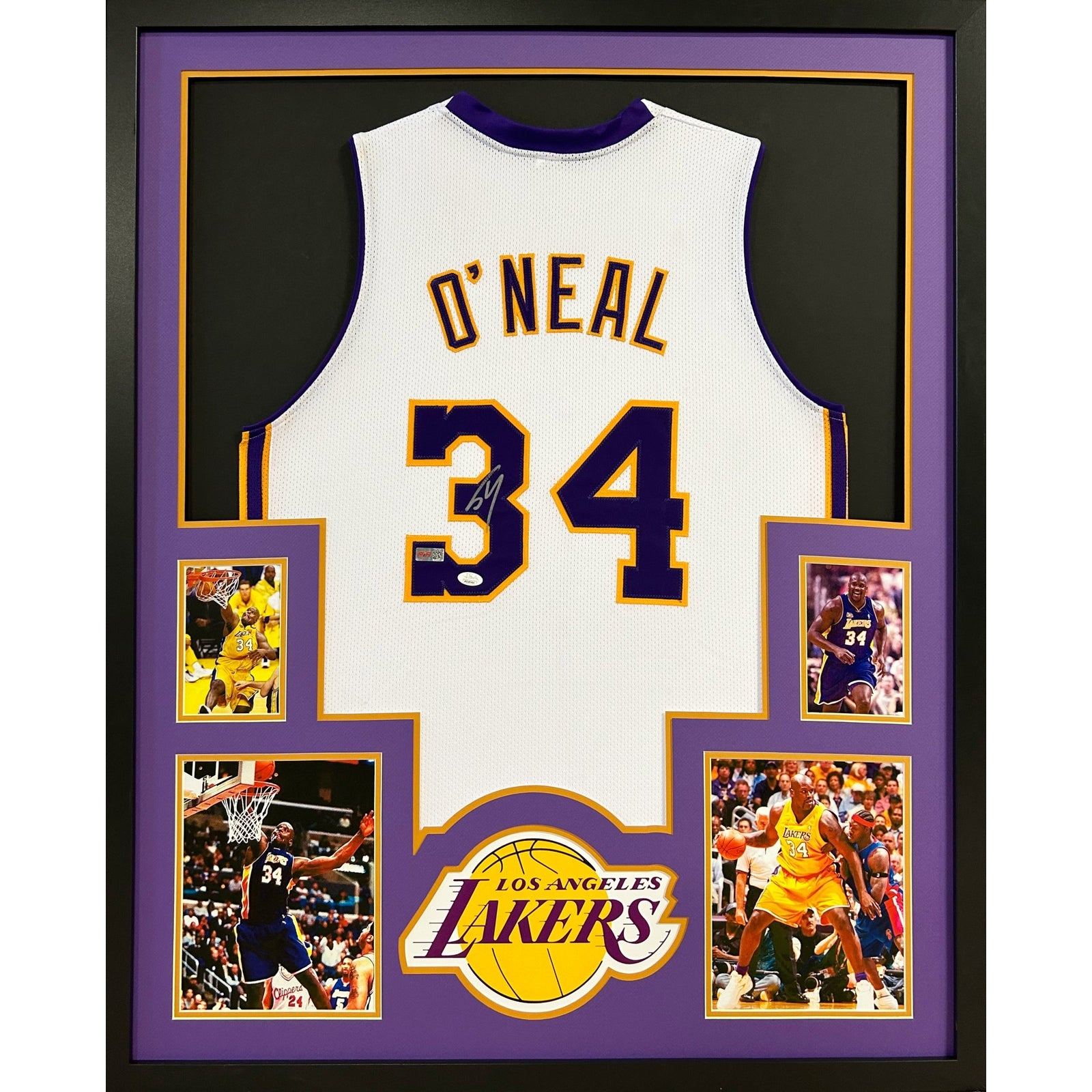 Shaquille O'Neal Signed Framed White Jersey Shaq JSA Autographed L.A. Lakers