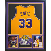 Shaquille O'Neal Signed Framed Yellow Jersey JSA Autographed LSU Shaq