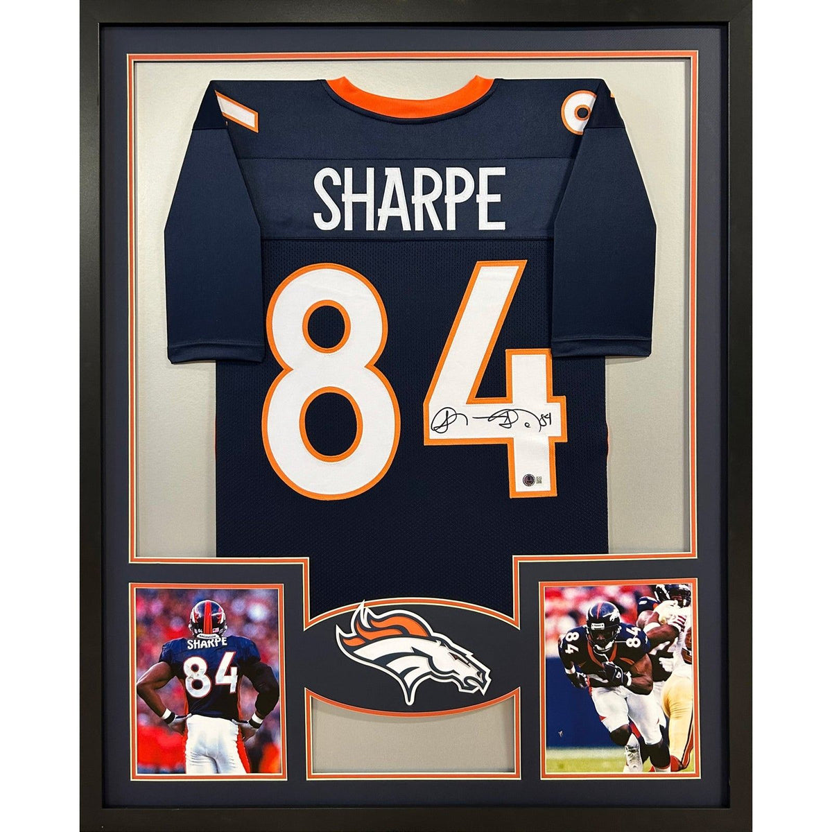 Shannon Sharpe Signed Framed Navy Jersey Beckett Autographed Denver Broncos