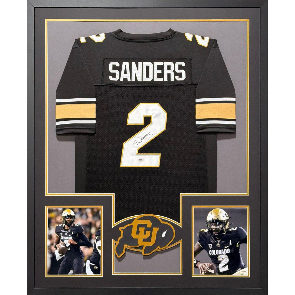 Shedeur Sanders Framed Signed Black Jersey PSA COA Autographed Colorado