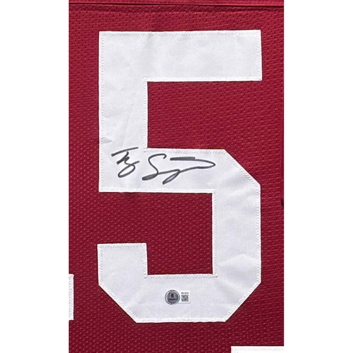 Ty Simpson Framed Signed Maroon Jersey Beckett Autographed Alabama