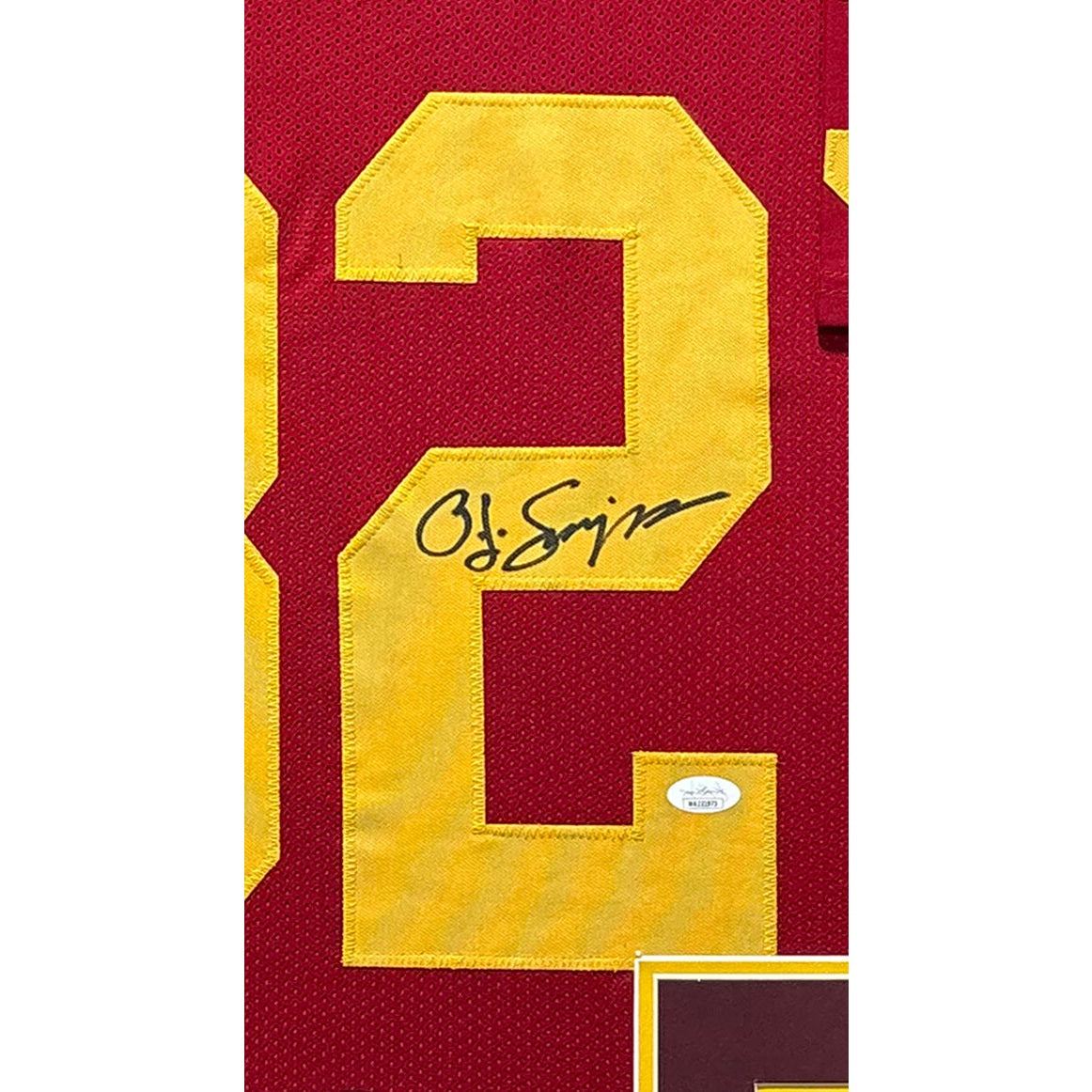 O.J. Simpson Framed Signed Maroon Jersey JSA Autographed USC