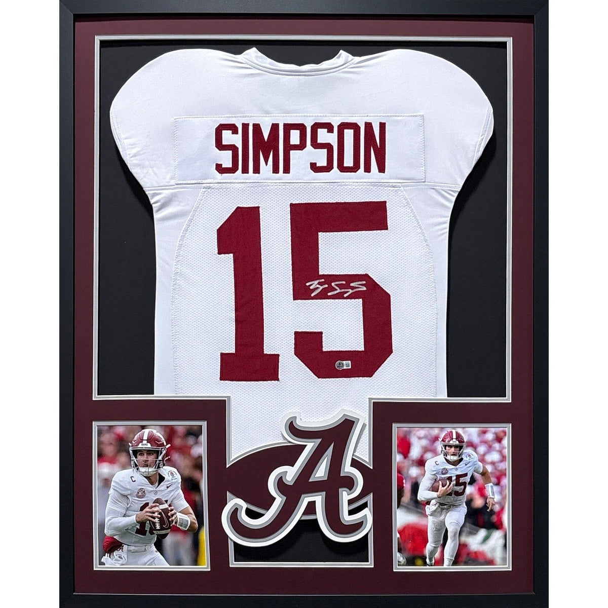 Ty Simpson Framed Signed Jersey Beckett Autographed Alabama