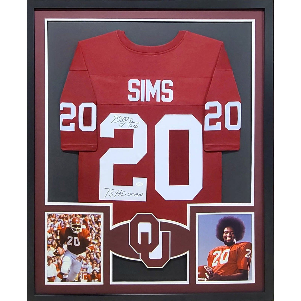 Billy Sims Signed Framed Jersey JSA Autographed Oklahoma Sooners Heisman