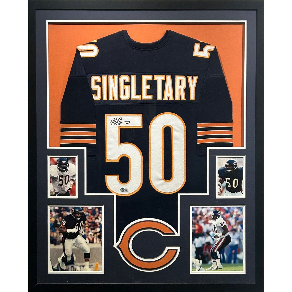 Mike Singletary Framed Signed Jersey Beckett Autographed Signed Chicago Bears