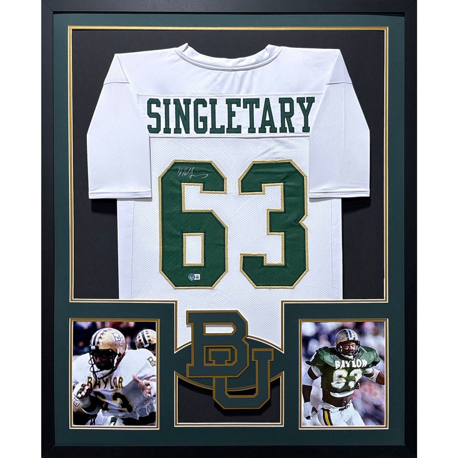 Mike Singletary Framed Jersey Beckett Autographed Signed Baylor Bears